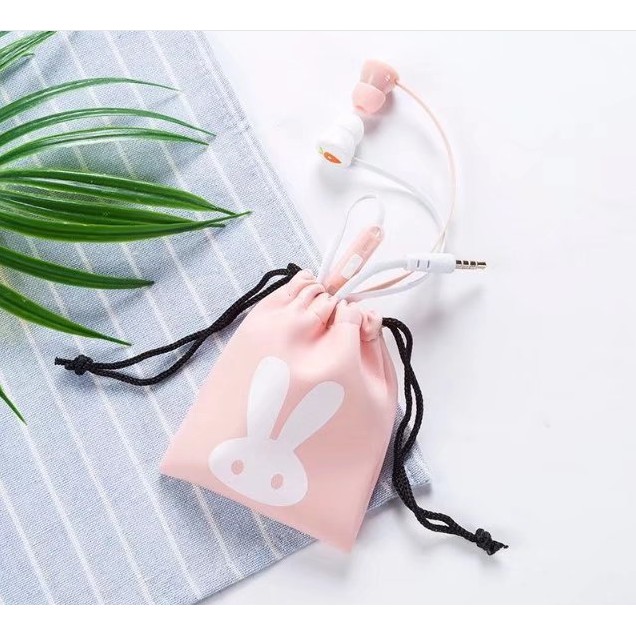 [L-19] / [L-24] Headset Earphone KELINCI Rabbit POUCH SERUT / Wadah Earphone Bulat KELINCI Lucu