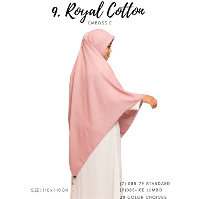 Premium Quality Kerudung Hijab Segiempat Royal Cotton Emboss  | 110CM x 110CM