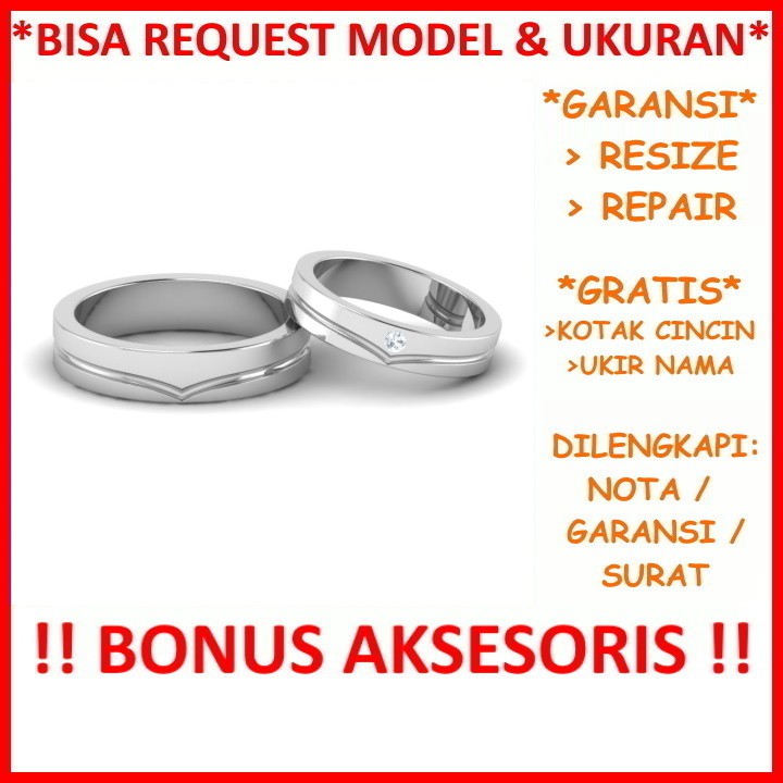 Gratis Ukir Nama Garansi Silver Asli Bisa Pesan Model Cincin Couple Perak Tunangan Mas Kawin Id588