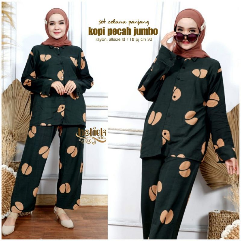 [BISA COD] Setelan Wanita Lengan Panjang One Set Bali Kopi Pecah Robusta Shibori Harga Grosir-6