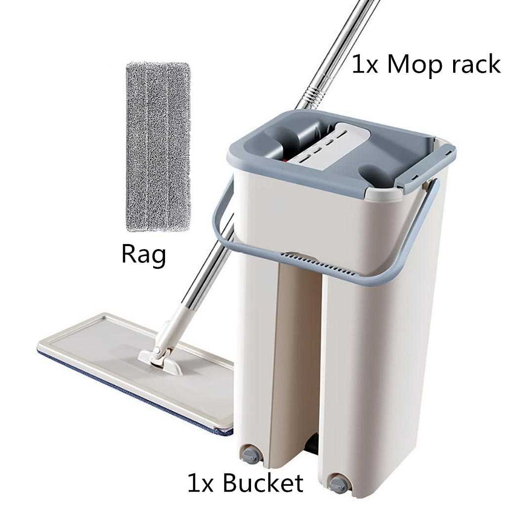 ISHOWTIENDA Alat Pel Set Magic Mop Flat Microfiber with Bucket