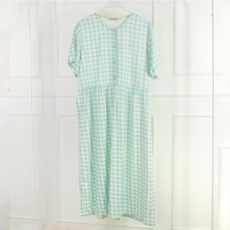 (KATLEEN) HOMEDRESS RAYON BUSUI FRIENDLY SLEEPWEAR COTTON RAYON-Gingham Marine