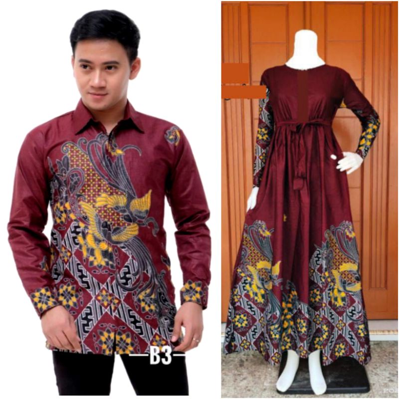 Baju Couple Gamis Batik jumbo M L XL XXL XXXL