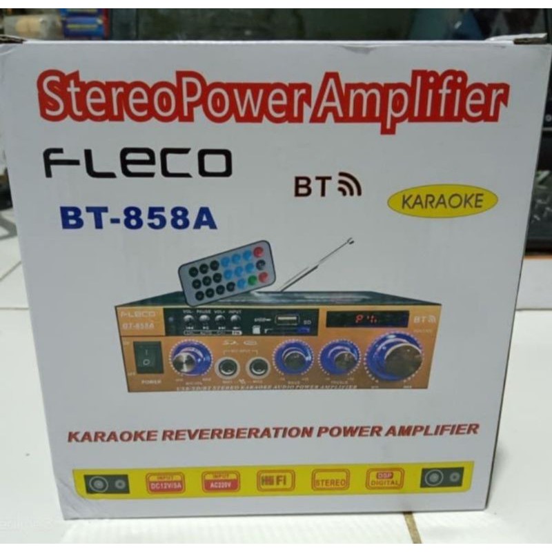 Power Amplifier Fleco BT-858A Original Amplifier Bluetooth Subwoofer Stereo Karaoke Mp3 Player Radio