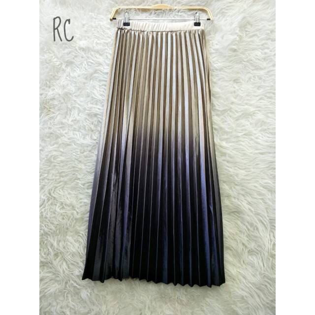 ( Bisa COD ) Rok Bludru velvet Super Gradasi/motif zigzag import Korea(panjang 90cm)-7