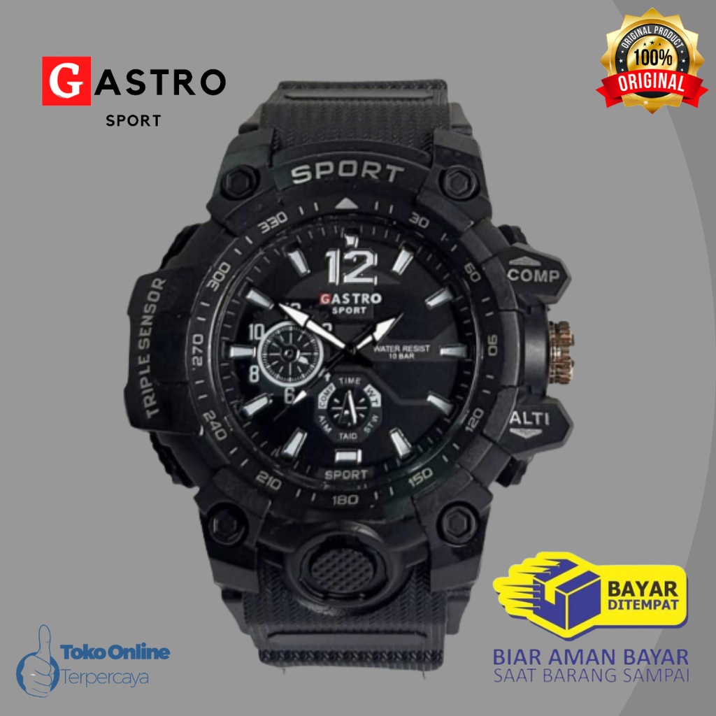 [ COD ]  Jam Tangan Pria Sporty Gastro Rubber Original Tahan Air Fashion Business Auto Date Analog