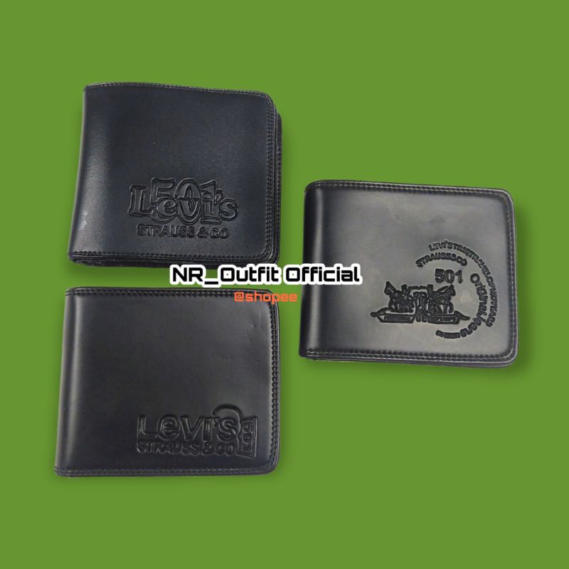 Fashion Dompet Pendek Pria Lipat Murah Premium Slop Kartu Levi's Polos Kulit Sintetis COD