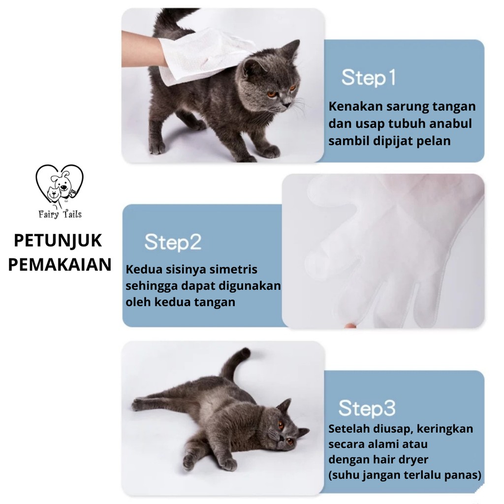 Sarung Tangan Pembersih Spa / Tissue Tisu Basah Untuk Anjing dan Kucing Tanpa Mandi / Pet Spa Cleaning Gloves Grooming Perawatan dan Kebersihan Anabul