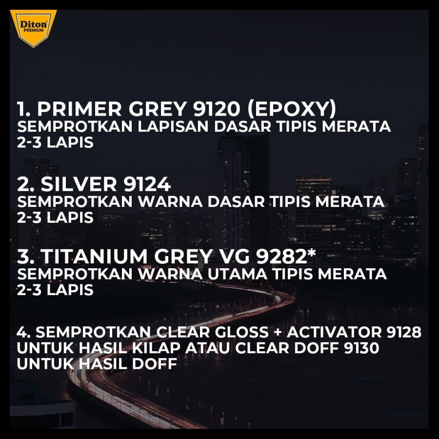 Cat Semprot DITON PREMIUM Velg & Engine Parts Colors - Titanium Grey VG 9282*-1