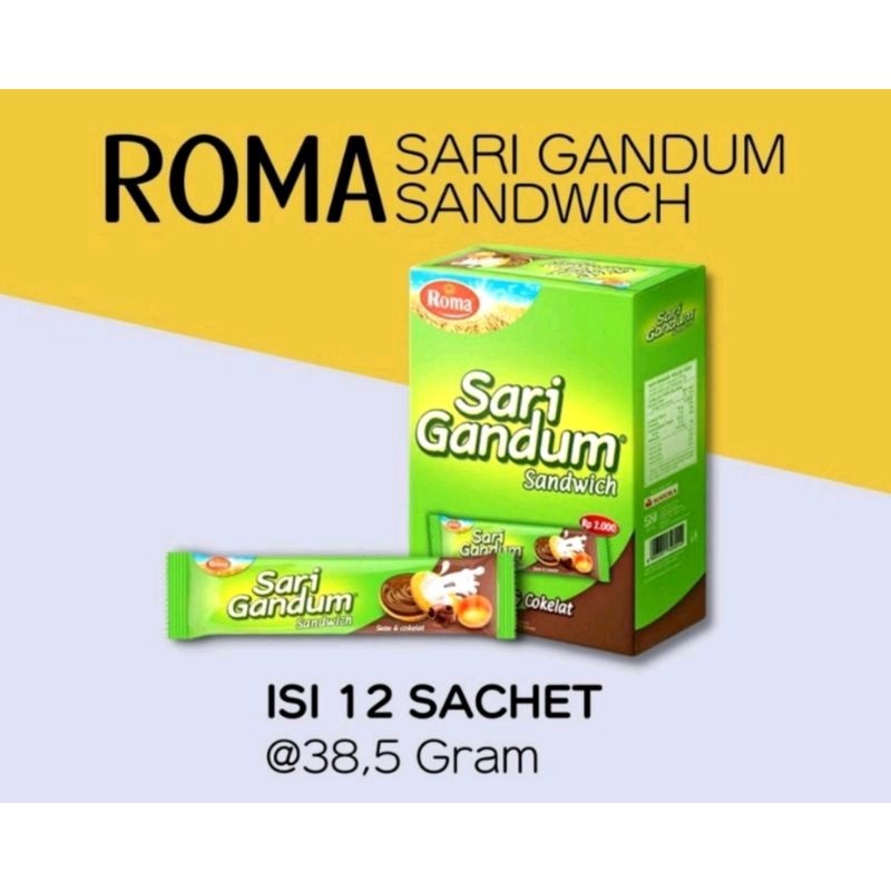

Roma sari gandum coklat 1 box isi 12 saschet