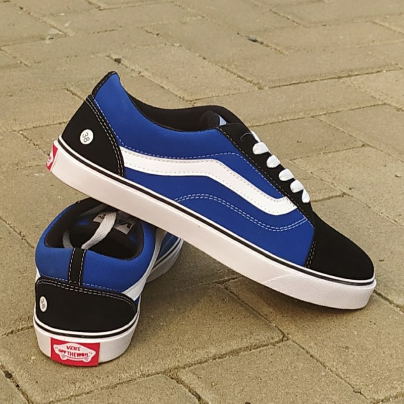 SEPATU VANS OLD SCHOOL HITAM BIRU SNEAKERS KASUAL