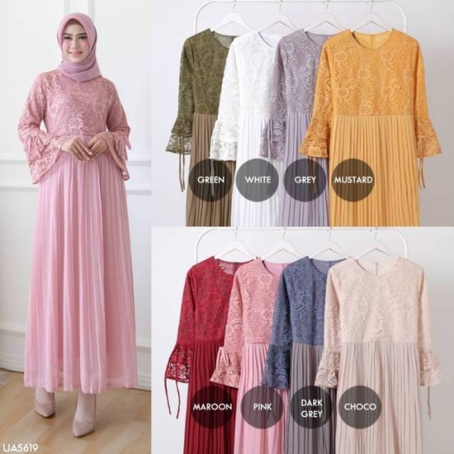 GAMIS BELLA PLISKET FIT TO L DEWASA Dress Pesta Baju Lebaran