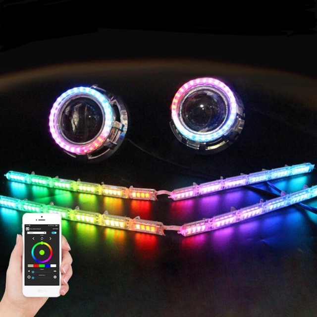 Lampu Drl Led Crystal RGB Plus Ring AE 95MM App Control 210 Mode Running R136