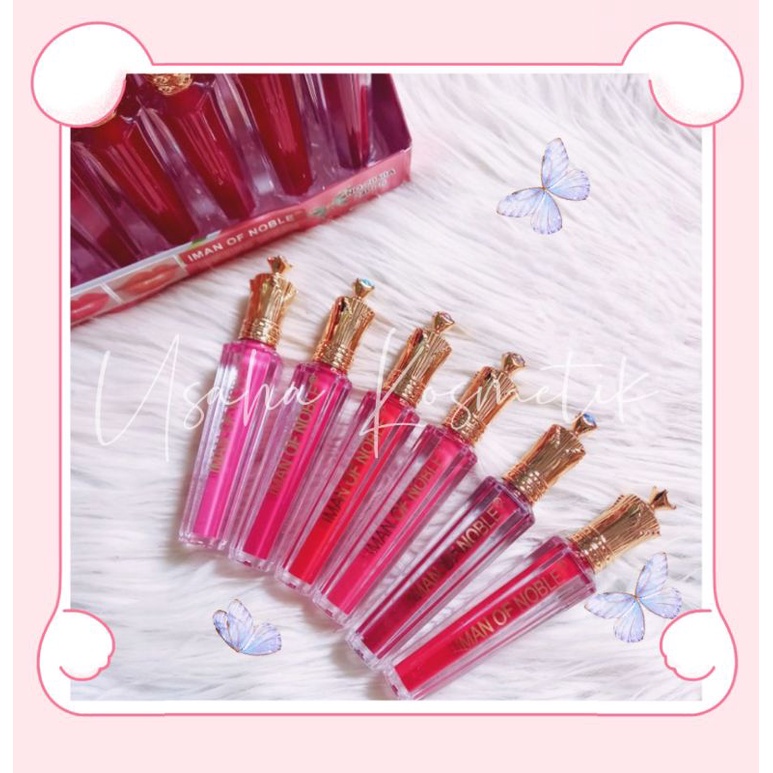 PROMO 6PC!! LIPGLOSS IMAN OF NOBLE LIP PLUMPER 6 WARNA PENTOL MUTIARA MATTE AND MOIST NO. 7050A