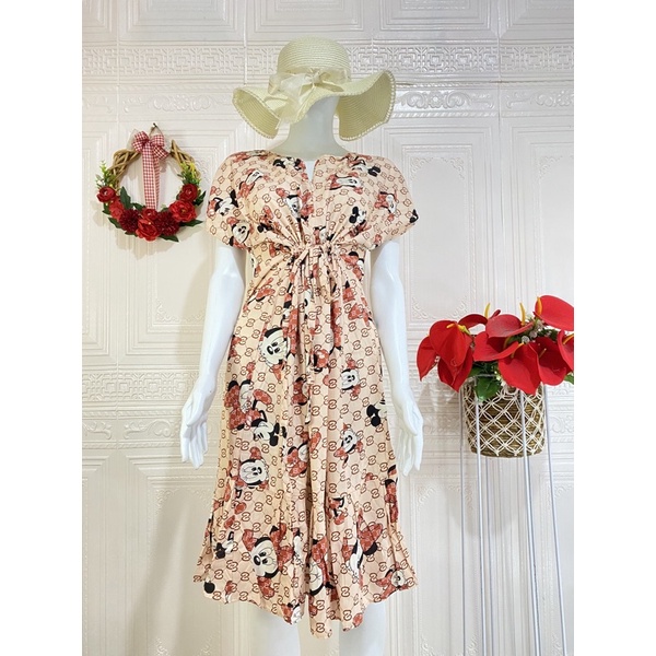 Daster ruffle serut / daster ruffle busui viral / daster serut rempel selutut-Mickey