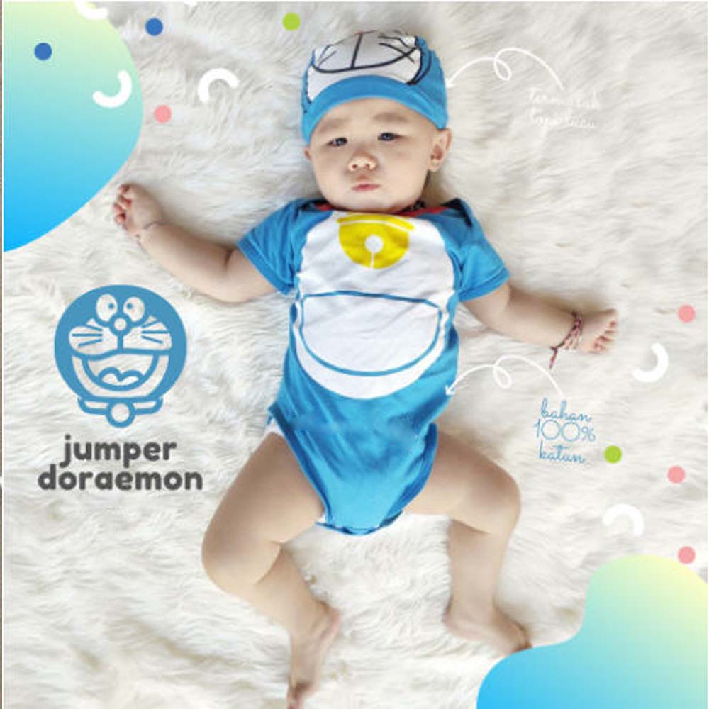 Baju Bayi Laki Laki Perempuan Jumper Kostum Karakter Bayi - Doraemon