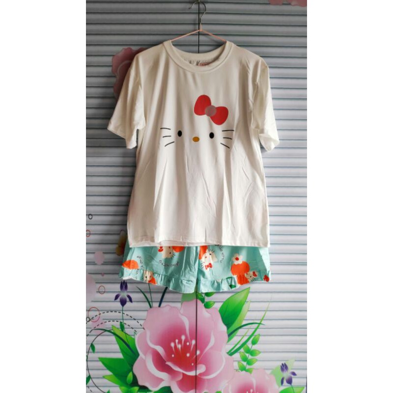 SET BAJU TIDUR SET KAOS ADEM KAOS SPANDEX PIYAMA TIDUR BAJU TIDUR WANITA LENGAN PENDEK CELANA SANTAI