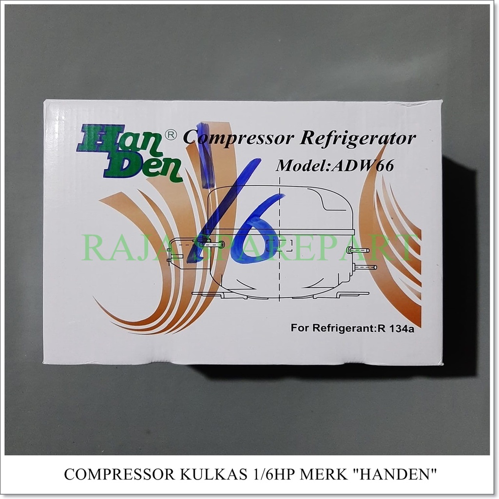 Compressor Kulkas &quot;HANDEN&quot; 1/6HP (Harga Sudah Termasuk Packing Kayu)