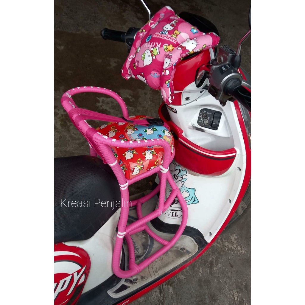 Boncengan Anak Digunakan Untuk Motor Matic Full Anyam Plus Sabuk dan Bantal