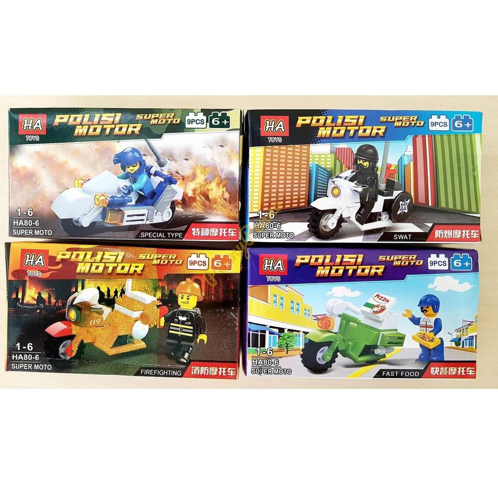 【JOB】 Mainan Anak Lego Polisi Motor HA