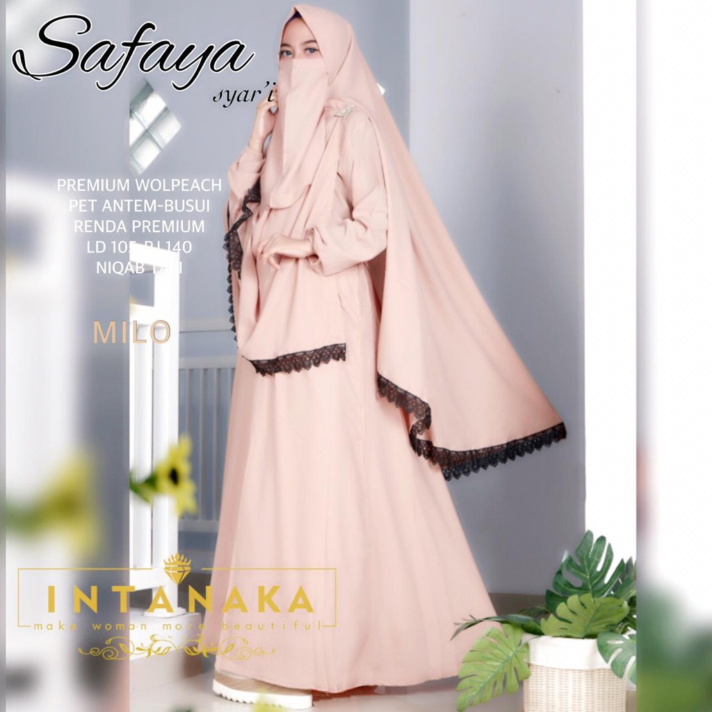 Safaya - Baju Gamis Syari Wanita Set Jilbab Cadar Busui Dress Pesta Cewek Perempuan (COD) Pet Antem