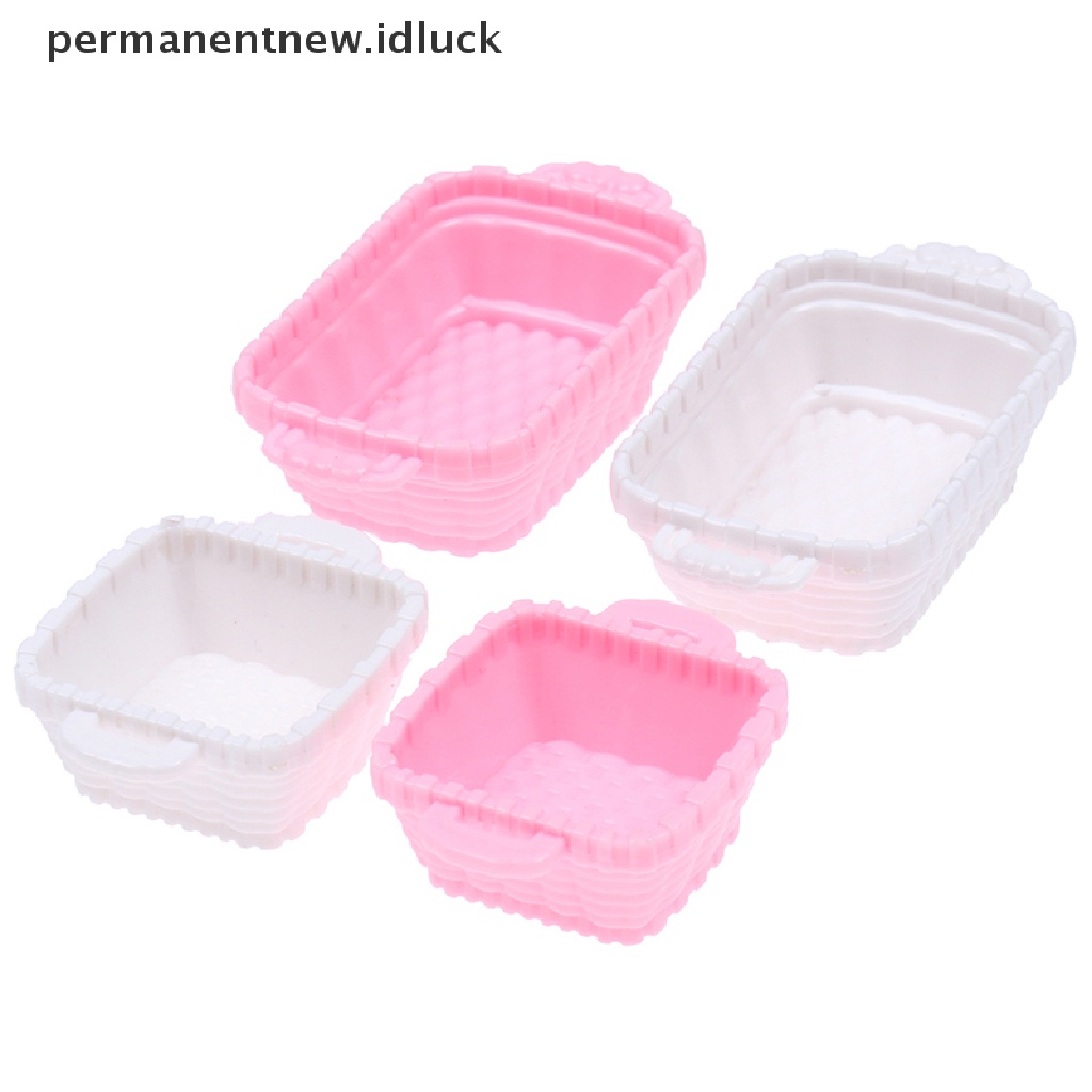 Luckypermanent 4Pcs / Set Mainan Miniatur Keranjang Makanan Untuk Aksesoris Rumah Boneka