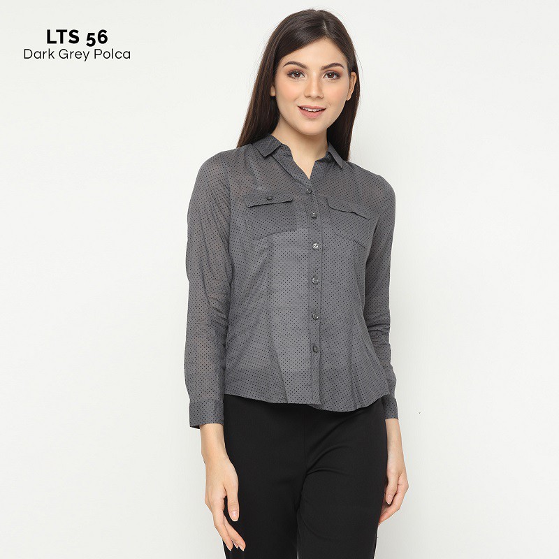 Kemeja Wanita- Motif Small Polcadot Bahan Cotton [LTS 56]-2