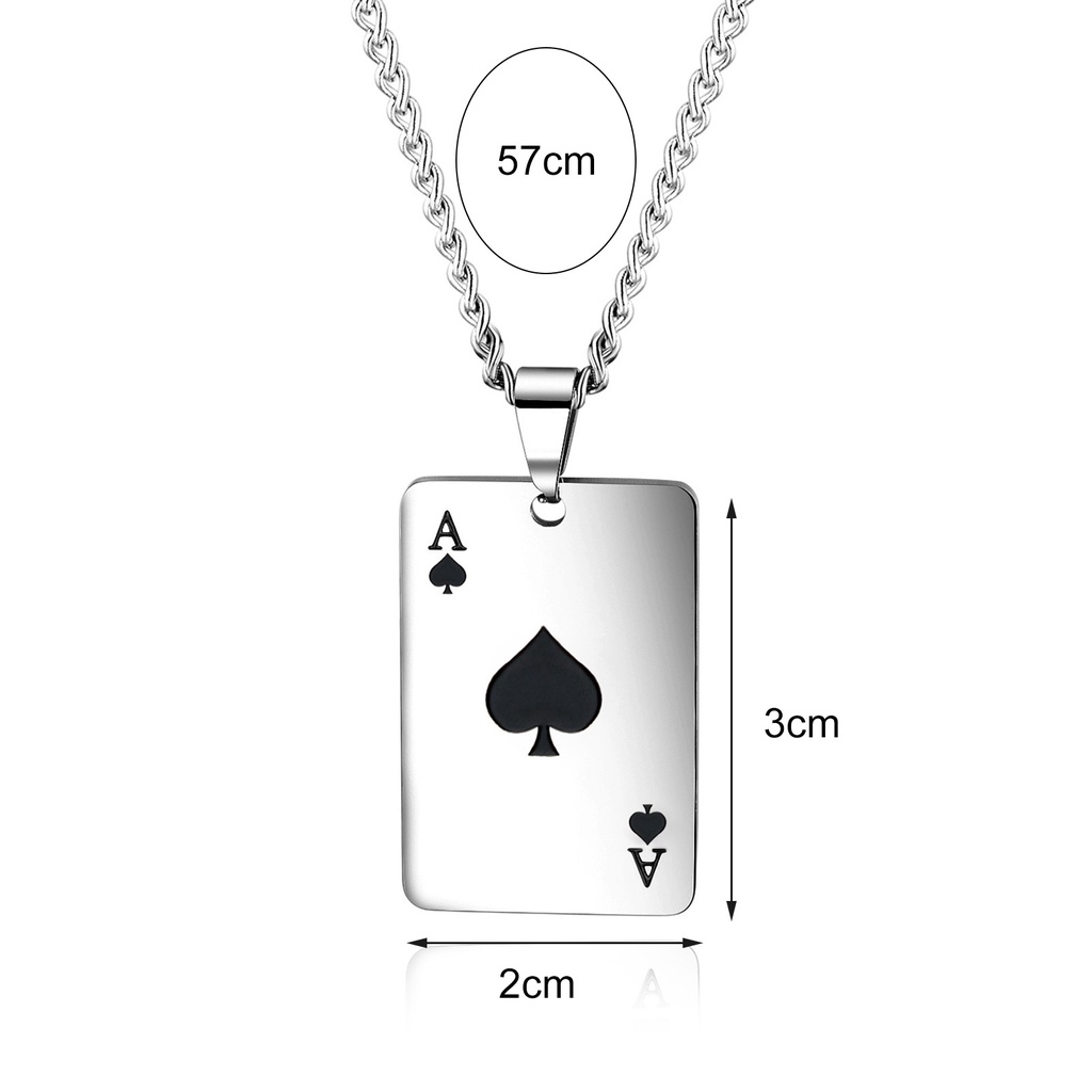 Hu Hu Hu Hu Hu Alat Bantu Pasang Kacamata♡ Kalung Dengan Liontin Bentuk Kartu Poker Sekop Hati Bahan Titanium Steel Untuk Harian