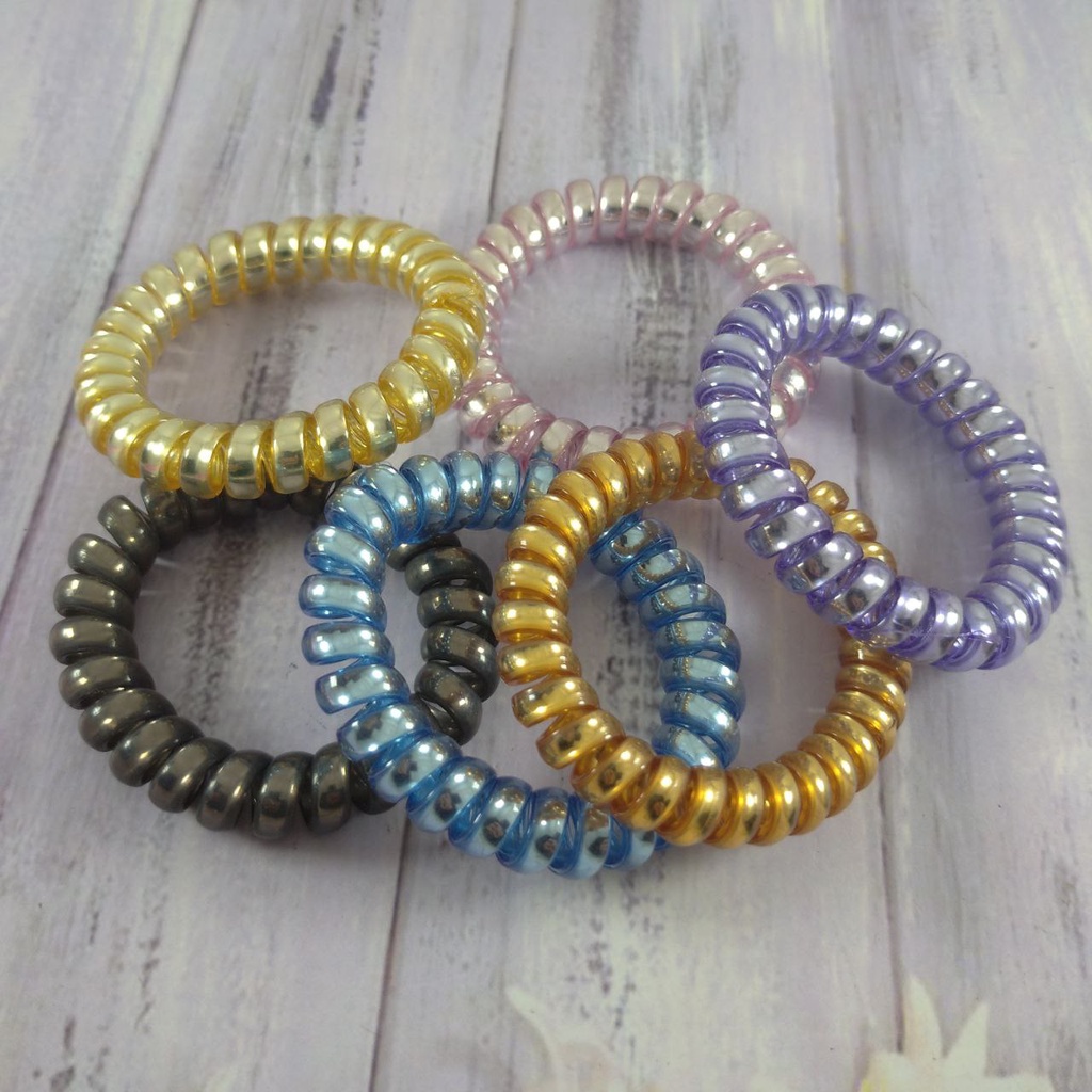 Karet Ikat Rambut Kabel Spiral KUNCIR RAMBUT WARNA RANDOM