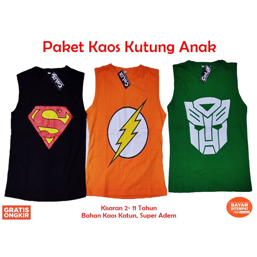 Paket Kaos Anak Kutung Random 3pcs Only 59rb