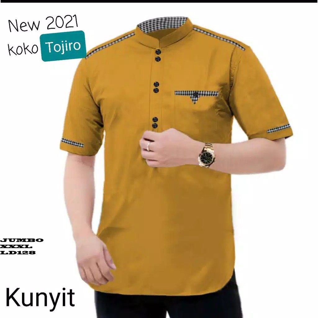 TOJIRO Baju Koko Pakaian Atasan Pria Muslim Dewasa Lengan Pendek Terbaru 2025 Jumbo Kekinian Katun T
