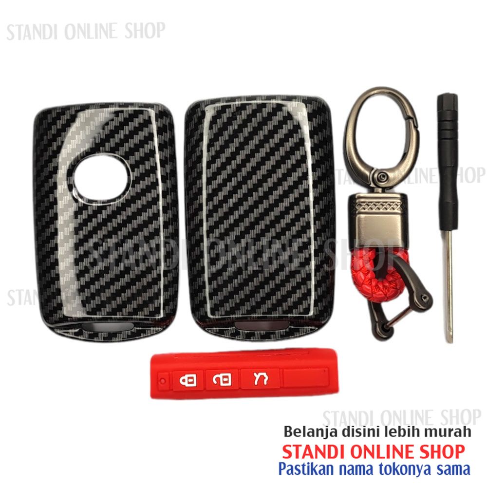 Cover Smartkey Sarung Kunci Carbon Case Mazda 3 New CX3 CX5 CX-5