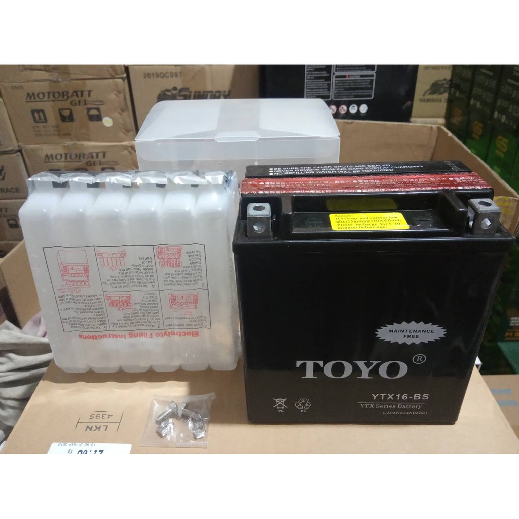 Aki Moge Harley Davidson TOYO YTX16-BS MF AKI KERING 12V 16Ah