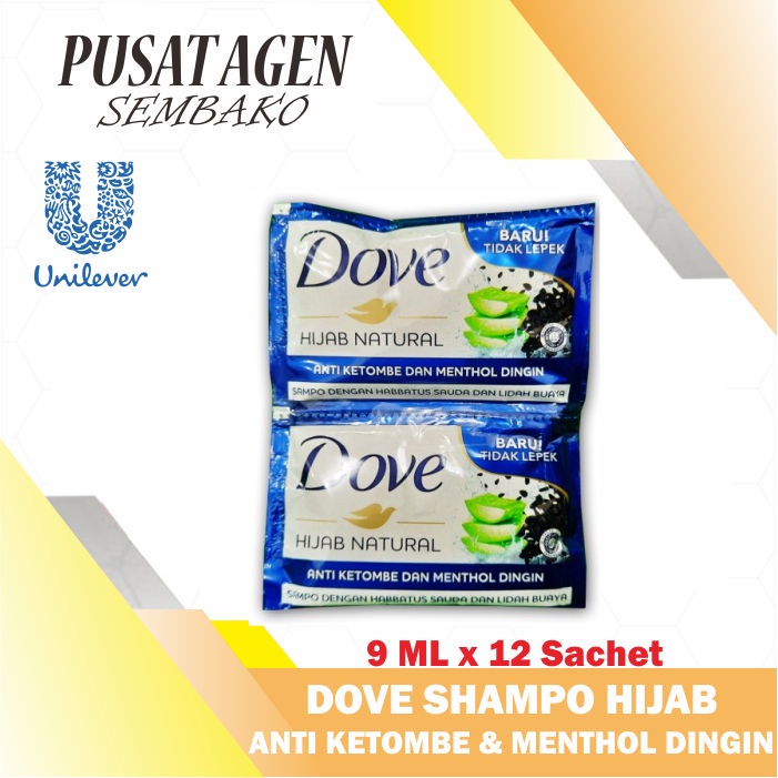 DOVE HIJAB NATURAL SHAMPO ANTI KETOMBE MENTHOL DINGIN SACHET 9 ML SAMPO RENTENG SASET 9ML SHAMPOO SA