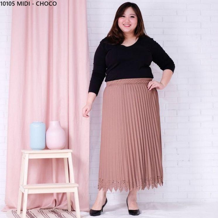 ⭐stok⭐melimpah⭐ Rok Plisket Jumbo Wanita Big Over Size Bigsize Oversize Murah Bawahan Panjang Pendek