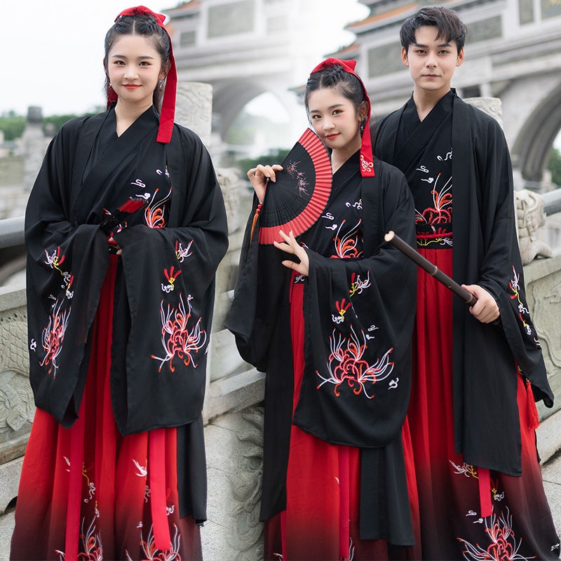 Original women's Han Chinese clothing adult bianhua embroidery waist-high ruqun red and black combo