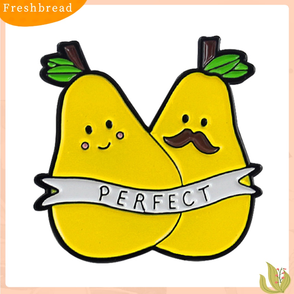 [ TERLARIS]Cartoon Double Pear English Letter Perfect Badge Collar Brooch Pin Clothes Decor