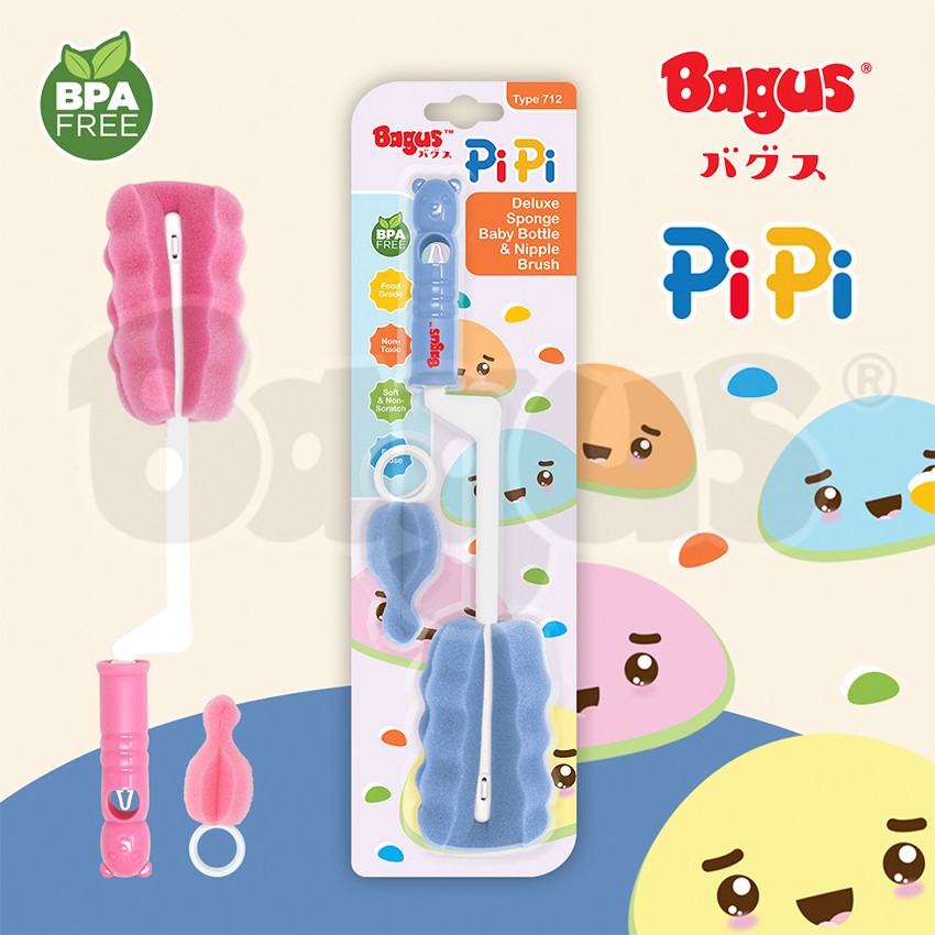 Bagus Pipi Sponge Baby Bottle Nipple Brush Set Sikat Botol Bayi 712