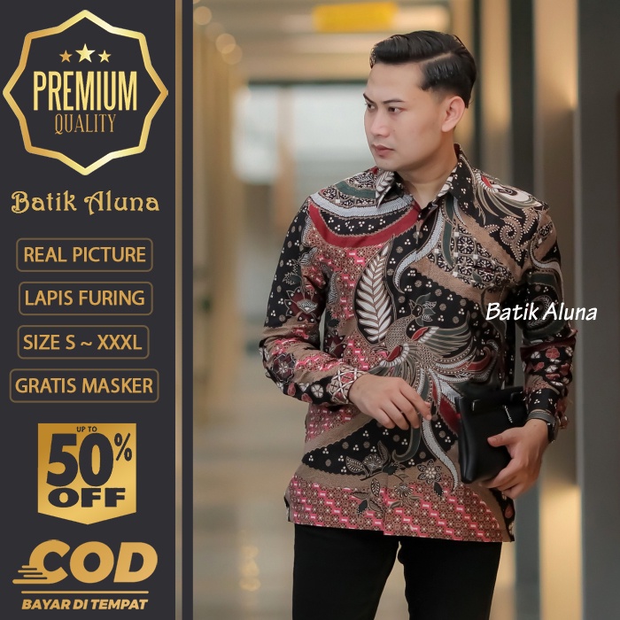 BATIK PRIA LENGAN PANJANG MEWAH PREMIUM ALUNA PRABUSENO SHANGHAI KERIS KEMEJA BATIK ACARA NIKAHAN KE