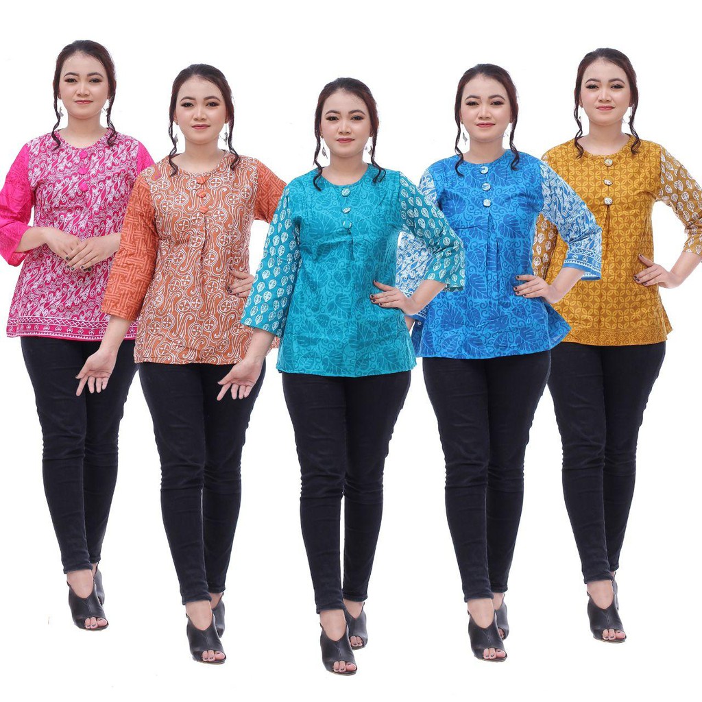 Baju Atasan Wanita Batik Model Kancing Depan