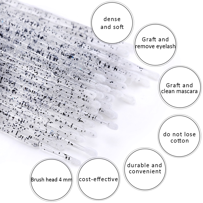 Crystal Sikat Bulu Mata Sekali Pakai Microbrushes Alat Ekstensi Bulu Mata Alat Penghapus Bulu Mata