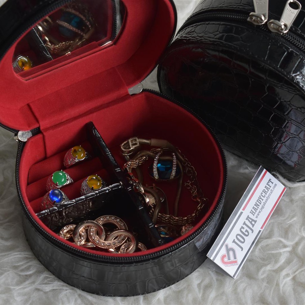 Kotak Emas Tempat Perhiasan &amp; Aksesoris - Jewelry Box Black Croco