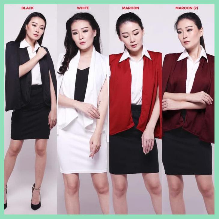 BLAZER KERJA/ CAPE BLAZER/BAJU KERJA WANITA/ BLAZER WANITA - PUTIH