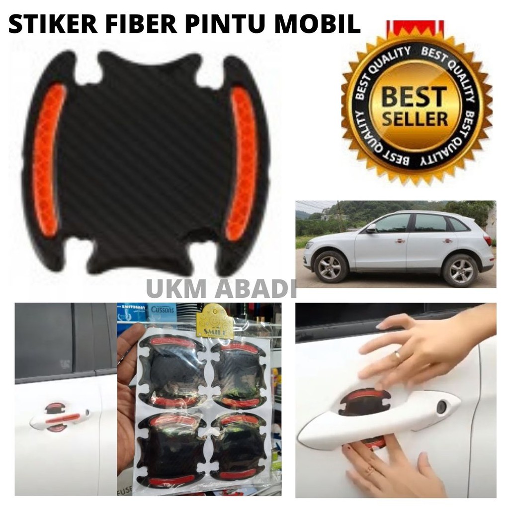 Stiker Reflective Pelindung Gagang Pintu Mobil Motor Carbon Fiber 111162