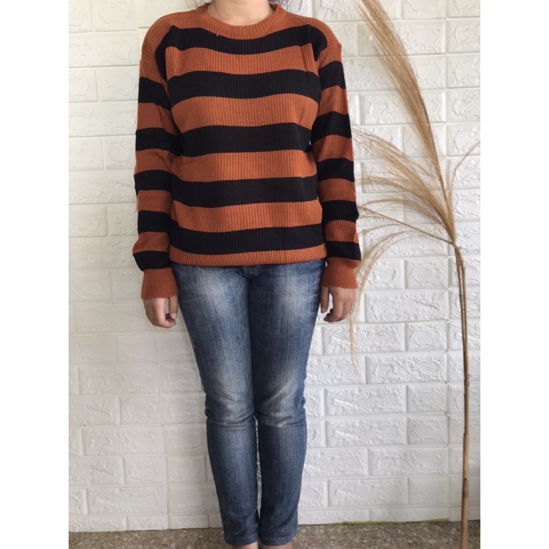 Rajut Raisa SWEET BROWN SHECKER l Pakaian Rajut Wanita l Rajut Round Neck l Rajut Oblong Murah Keren