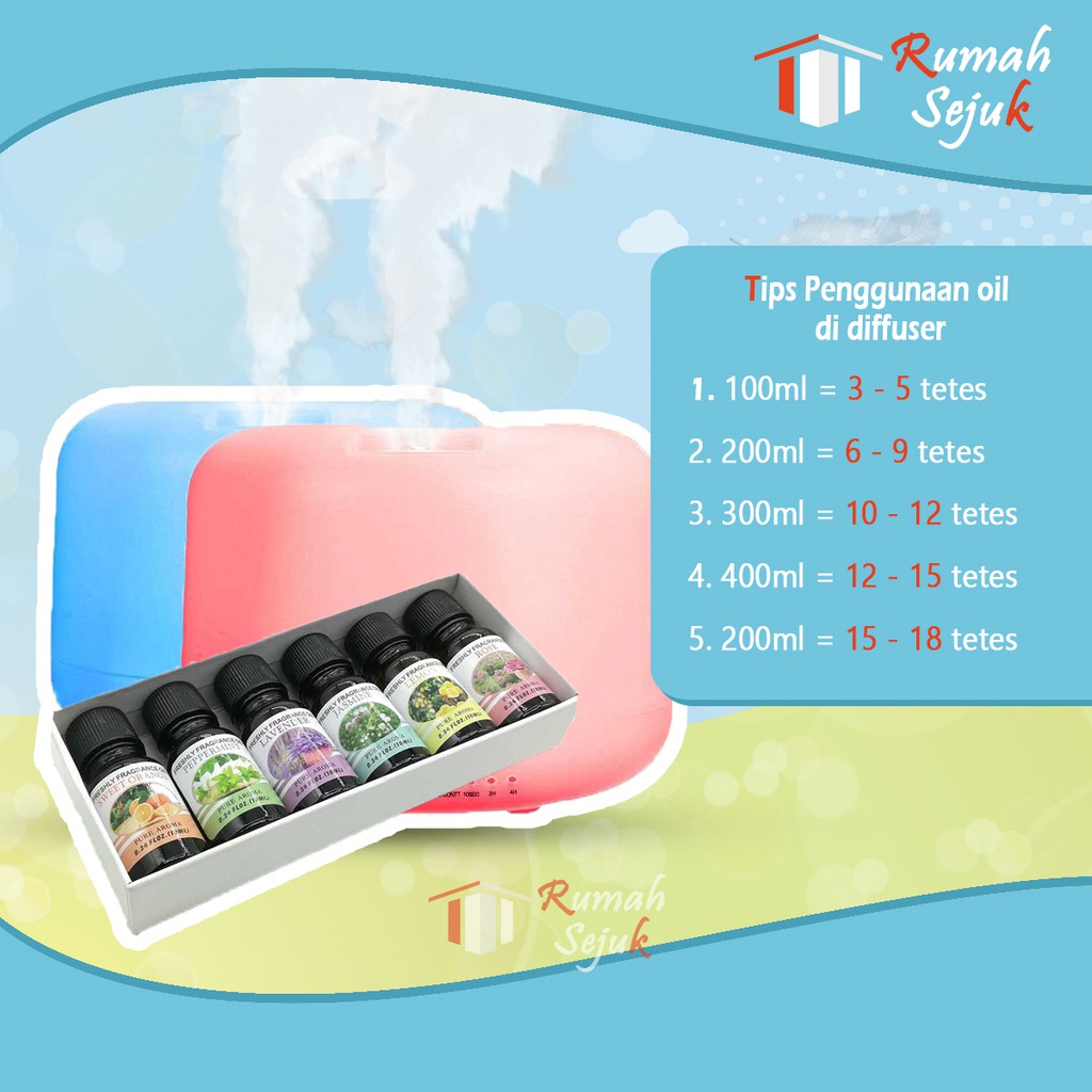 6 Botol Aroma Terapi Aromatherapy Essential oil Diffuser Aromaterapi Pure Murni &amp; Alami Air Fragrance Pengharum Pewangi Esensial Esential Oil Ruangan 10ml Defuser Humidifer Minyak Humadifier Humudifier Humdifier Difusser Essential Kamar Taffware