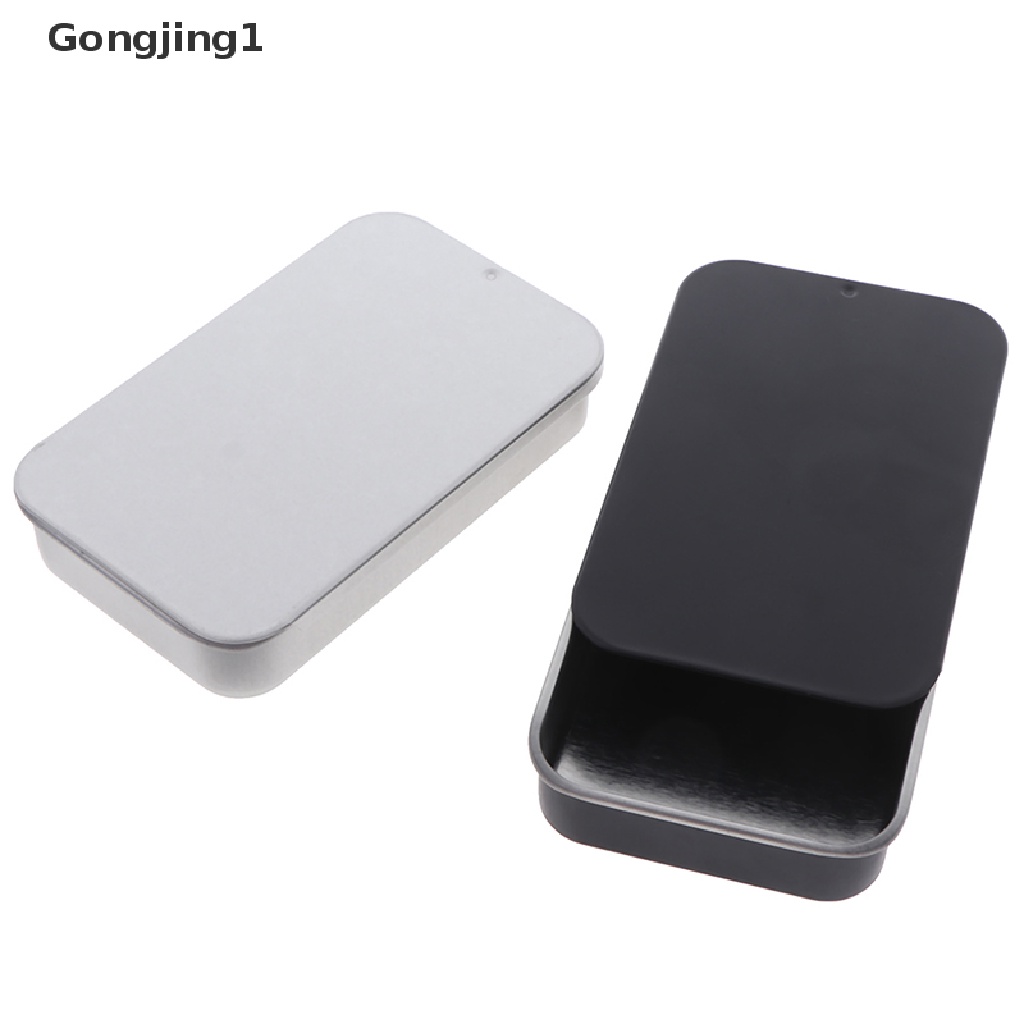 Gongjing1 Tempat Lip Balm / Wax / Krim / Pil / Jenggot Bahan Metal Ukuran 8x5 X 1.5cm Dengan Tutup Geser