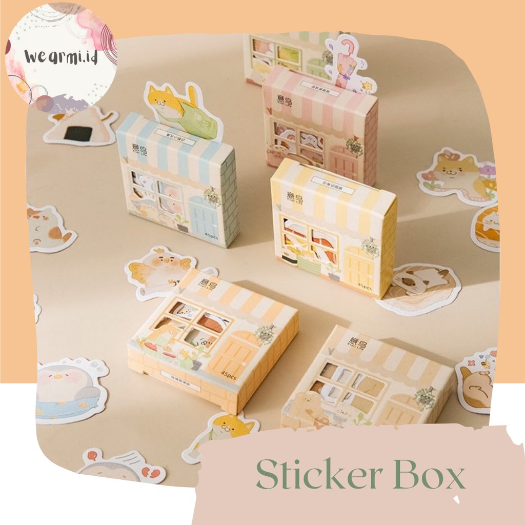 

45 Pcs Deco Sticker Box Cartoon Aesthetic Jendela Animal Window DIY Scrapbook Stiker Dekor Kotak Colorfull