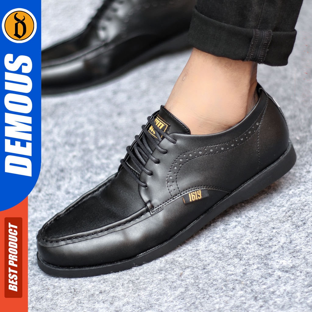 Sepatu Formal Pria Sepatu Pantofel Kerja Sepatu Casual Pria Kulit Pu Tali Kantor Kuliah Kondangan Sepatu Hitam Pria DEMOUS GROWZ