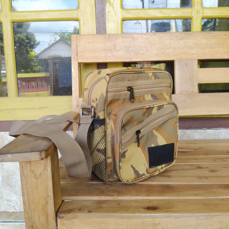 Tas Selempang Tentara Warna Coklat Motif Loreng